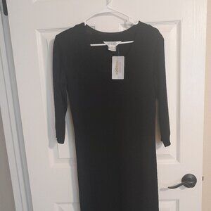 Long Black Misook scoop neck dress Sz XS